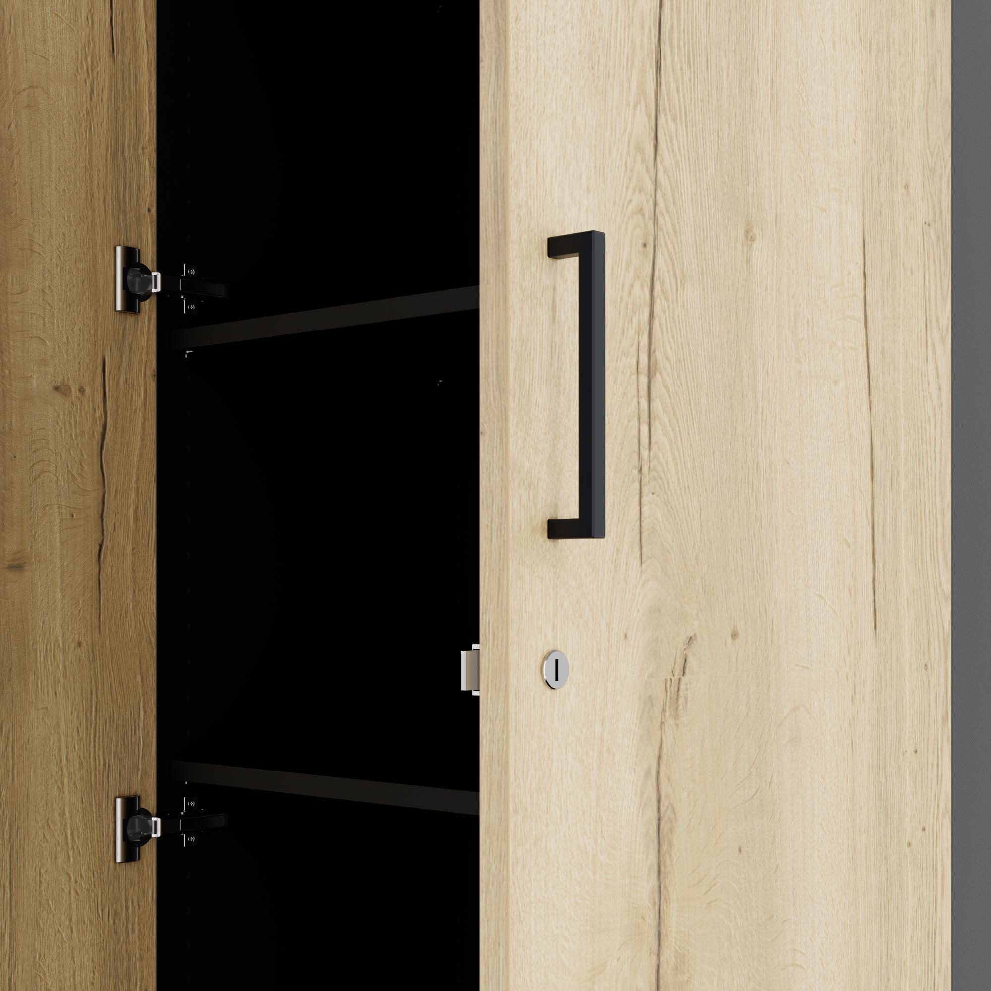 UNI Flügeltürenschrank | 5 OH, 800 x 1897 mm, Anthrazit / Wildeiche - 6 Main Image
