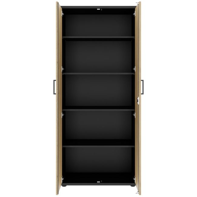 UNI Flügeltürenschrank | 5 OH, 800 x 1897 mm, Anthrazit / Wildeiche