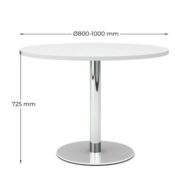 OPTIMA Besprechungstisch | Rund, Gestell Chrom, Ø 800-1000 mm, Weiß