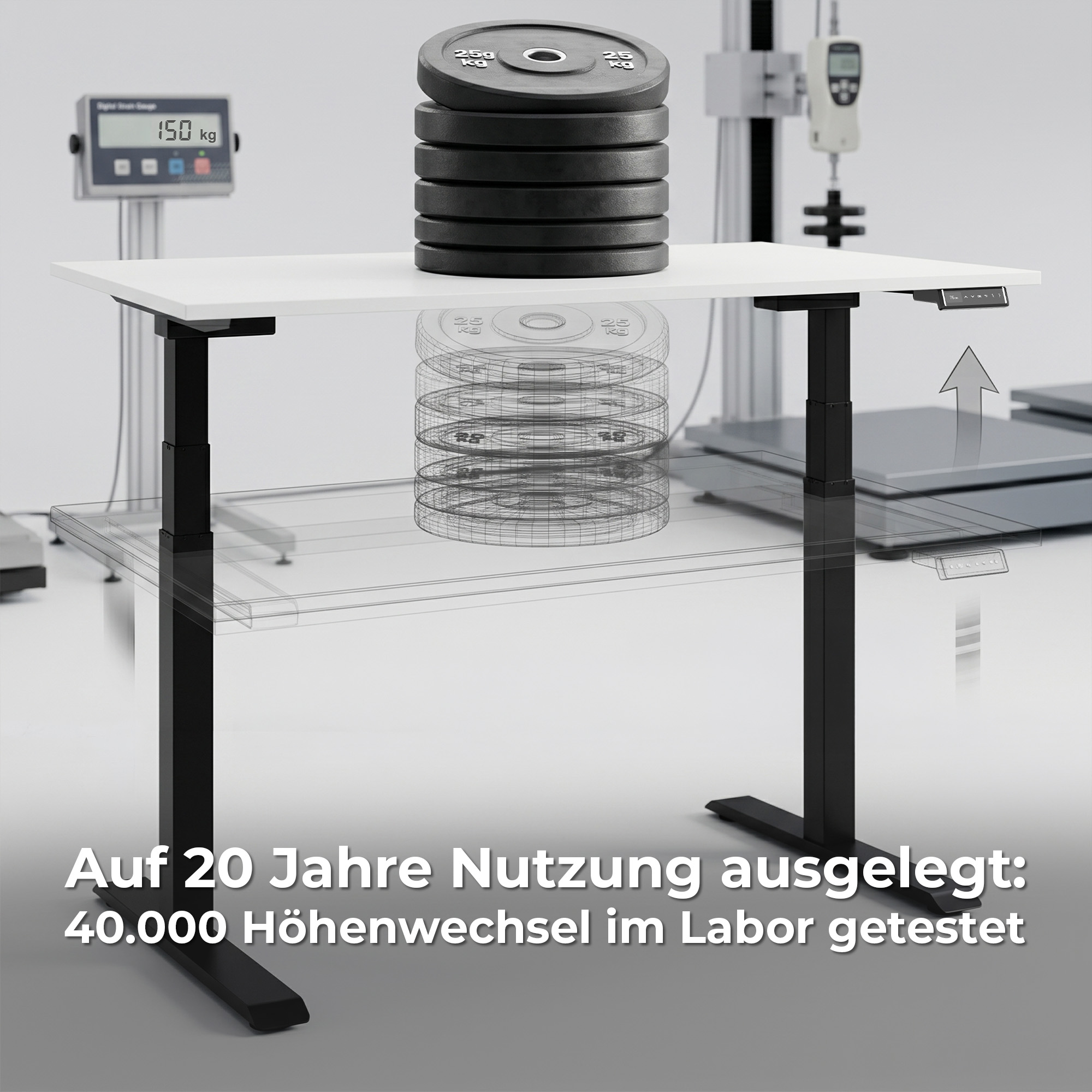 TELDRA Pro, 2-Motoren-Schreibtisch | 1200 - 2000 mm, elektrisch höhenverstellbar, Wildeiche - 15 Main Image
