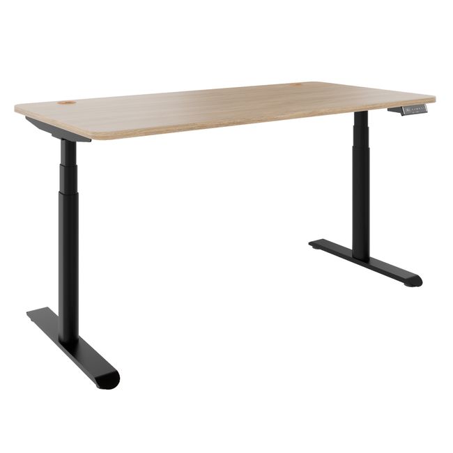 TELDRA Pro Curve, 2-Motoren-Schreibtisch | 1200-2000 mm, elektrisch höhenverstellbar, Bernsteineiche
