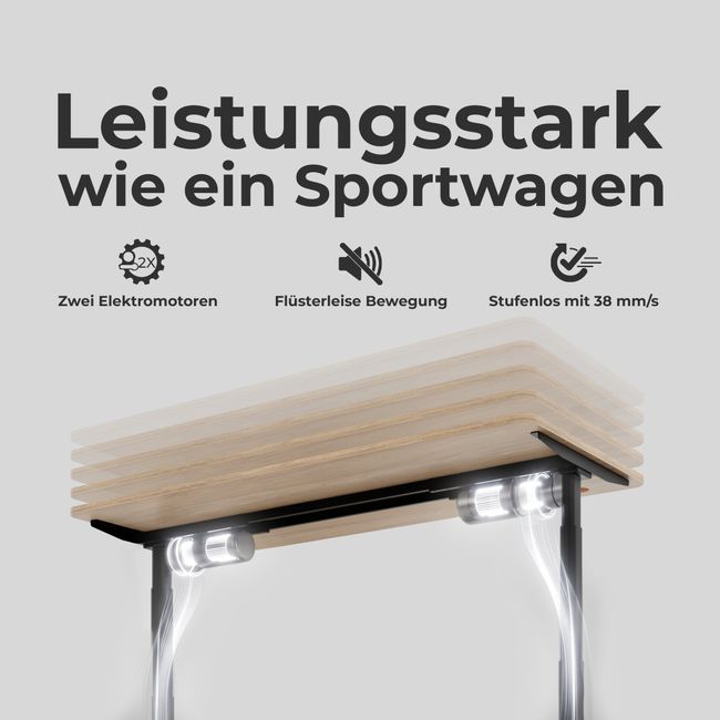 TELDRA Pro Curve, 2-Motoren-Schreibtisch | 1200-2000 mm, elektrisch höhenverstellbar, Schwarz