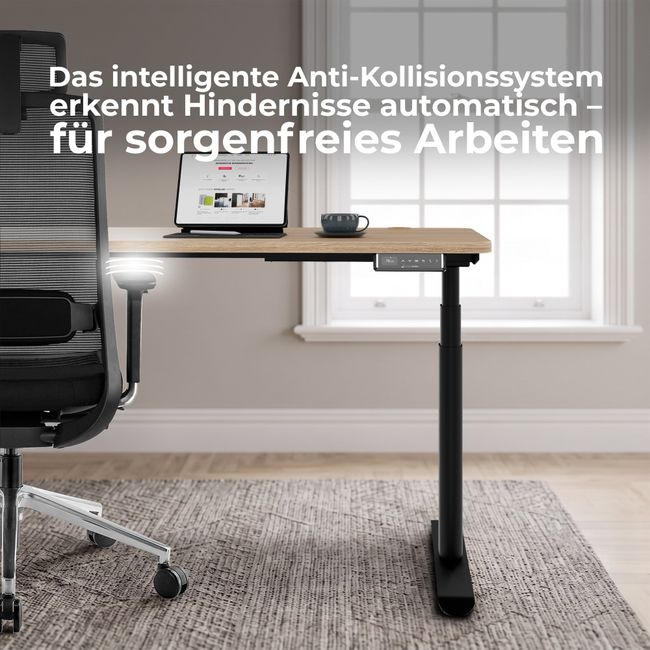 TELDRA Pro Curve, 2-Motoren-Schreibtisch | 1200-2000 mm, elektrisch höhenverstellbar, Schwarz