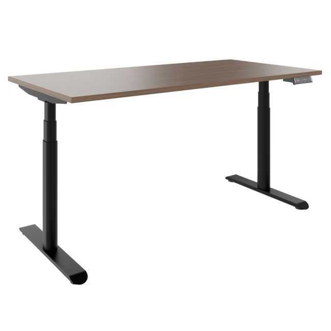 TELDRA Pro Curve, 2-Motoren-Schreibtisch | 1600-2000 mm, elektrisch höhenverstellbar, Echtholzfurnier Nussbaum
