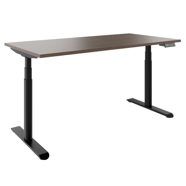 TELDRA Pro Curve, 2-Motoren-Schreibtisch | 1600-1800 mm, elektrisch höhenverstellbar,  Nussbaum