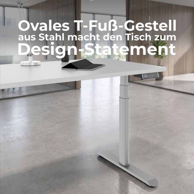 TELDRA Pro Curve, 2-Motoren-Schreibtisch | 1600-1800 mm, elektrisch höhenverstellbar, Cubanitgrau