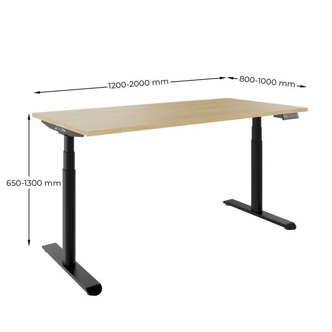 TELDRA Pro Curve, 2-Motoren-Schreibtisch | 1600-1800 mm, elektrisch höhenverstellbar, Cubanitgrau
