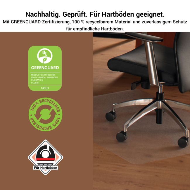 Bodenschutzmatte für Hartböden | 900 x 1200 & 1160 x 1500 mm, Polycarbonat