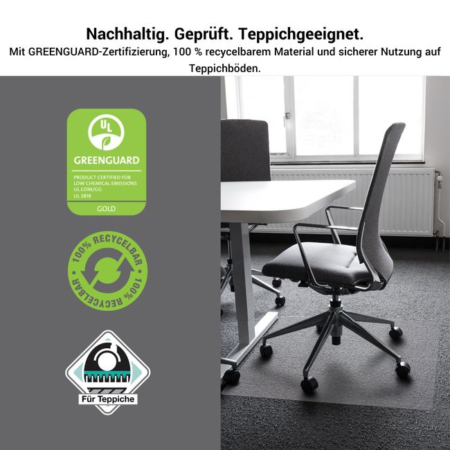 Bodenschutzmatte für Teppichböden | 900 x 1200 & 1160 x 1500 mm, Polycarbonat