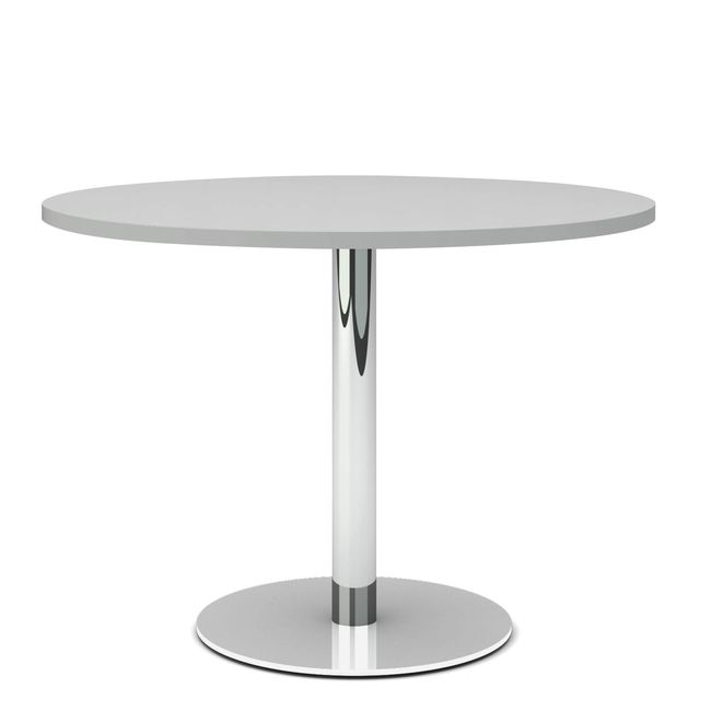 OPTIMA Besprechungstisch | Rund, Gestell Chrom, Ø 1000 mm, Perlgrau