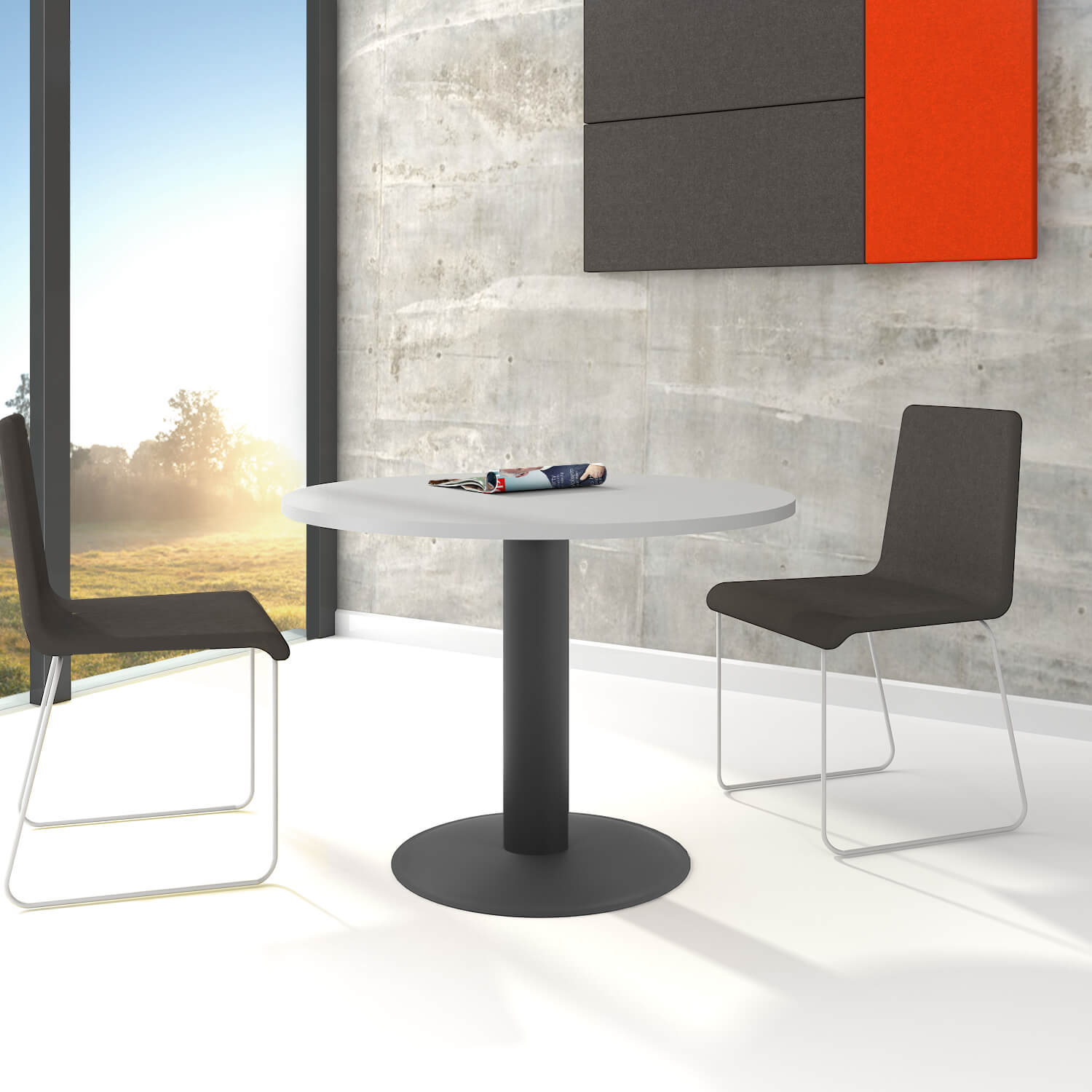 OPTIMA meeting table | Round, anthracite frame, Ø 1000 mm, pearl gray - 1 Main Image