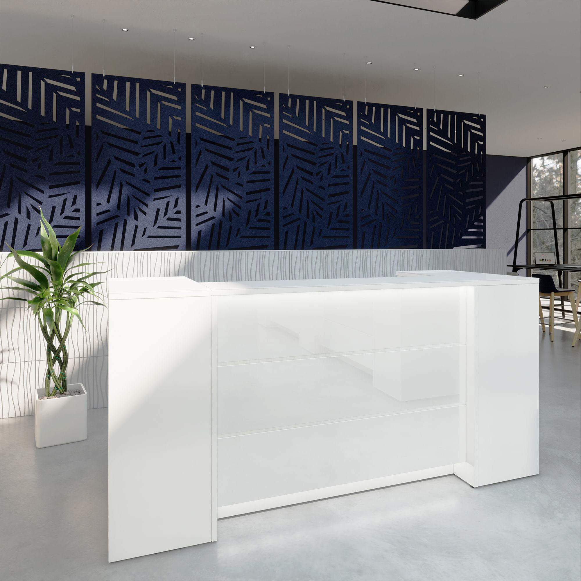 Novum reception counter | 2000-2400 mm, multicolor LED lighting, white - 3 Main Image