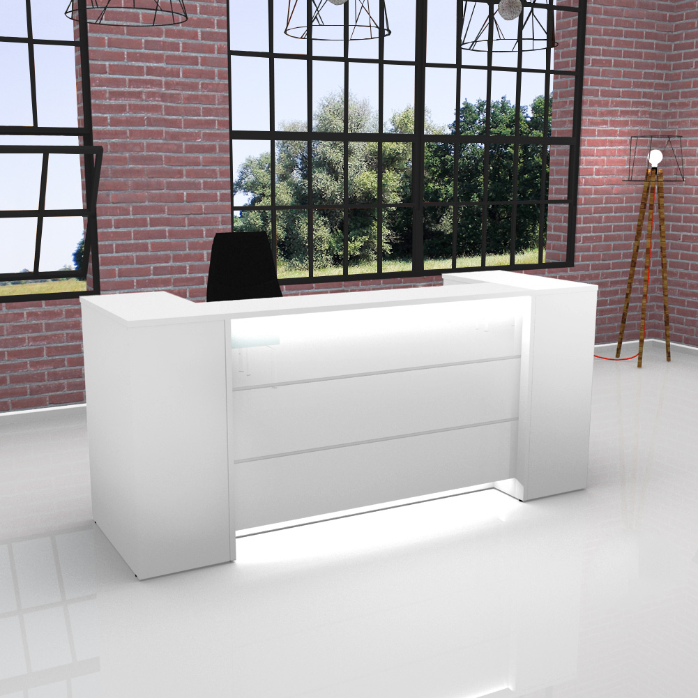 Novum reception counter | 2000-2400 mm, multicolor LED lighting, white - 4 Main Image