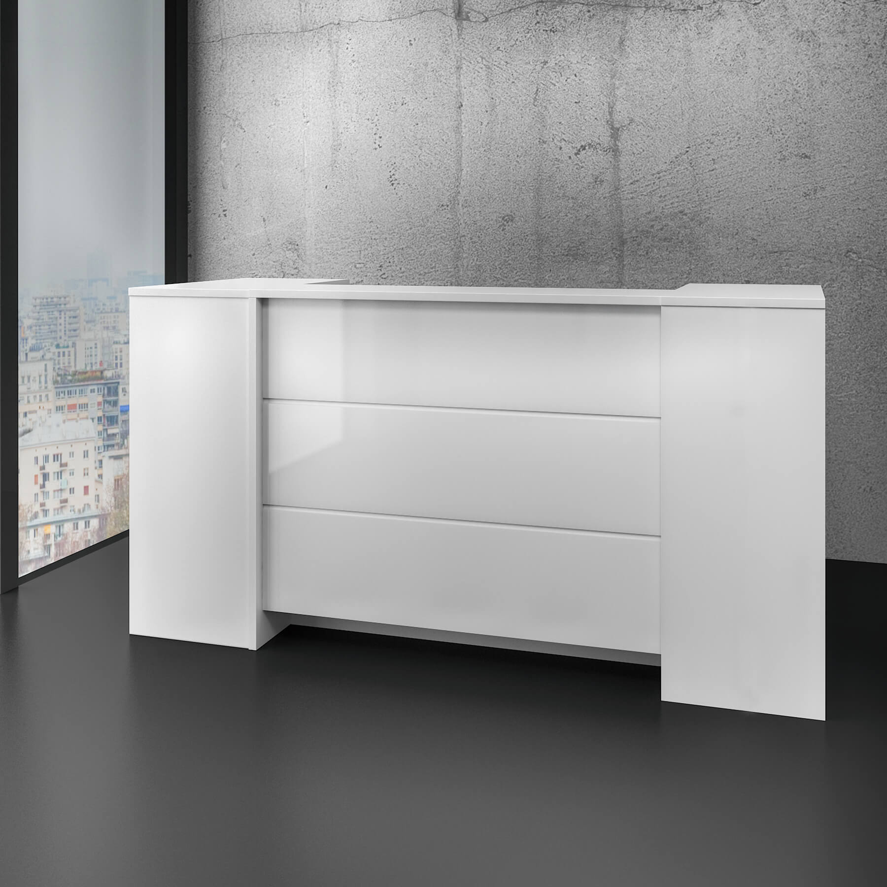 Novum reception counter | 2000-2400 mm, multicolor LED lighting, white - 5 Main Image