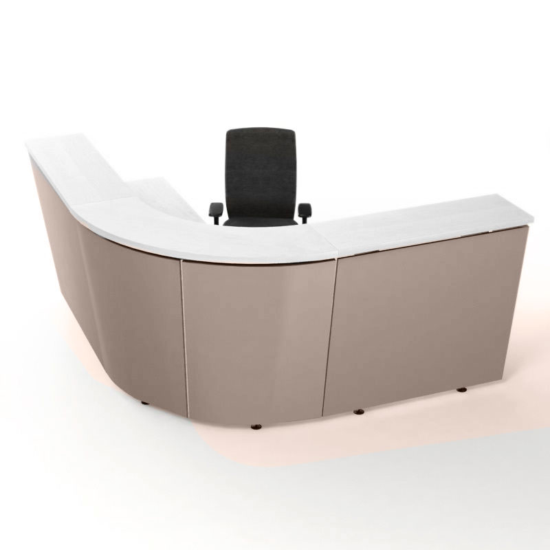 TERA reception desk | 2600 x 2250 mm, cappuccino - 3 Main Image
