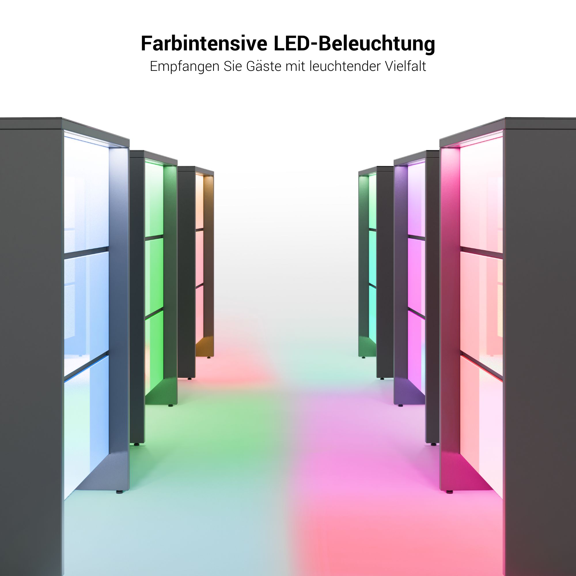 NOVUM Empfangstheke | 2000 - 2400 mm, Multicolor-LED-Beleuchtung, Weiß - 4 Main Image