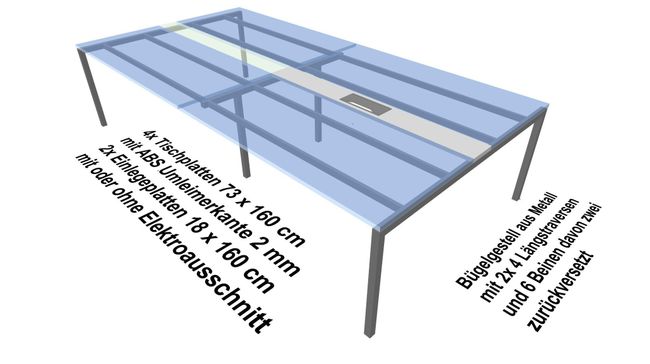 Konferenztisch Nova 3 200 X 1 640 Mm Weiss Elektrifizierung 10 12