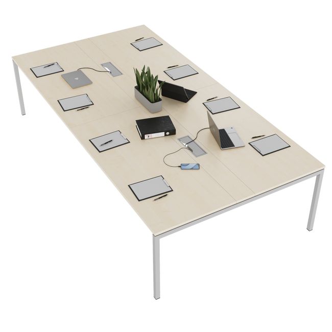 NOVA Konferenztisch | 3200 x 1640 mm (10 - 12 Personen), elektrifiziert, Ahorn