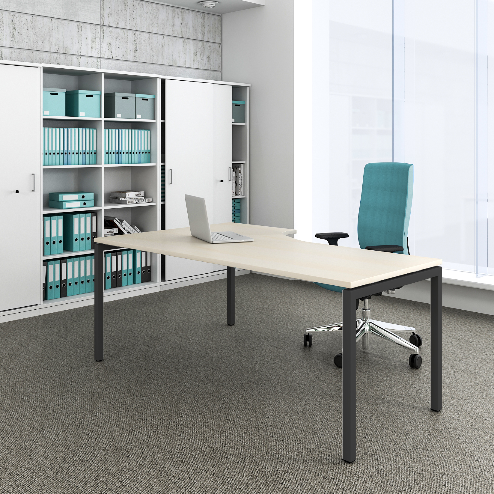 NOVA Angle Desk | Angle à droite, 1800 x 1200 mm, érable - 1 Main Image