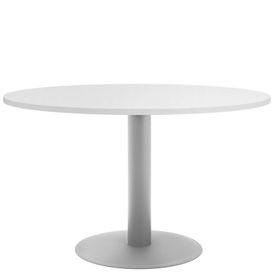OPTIMA Besprechungstisch | Rund, Gestell Silber, Ø 1200 mm, Weiß
