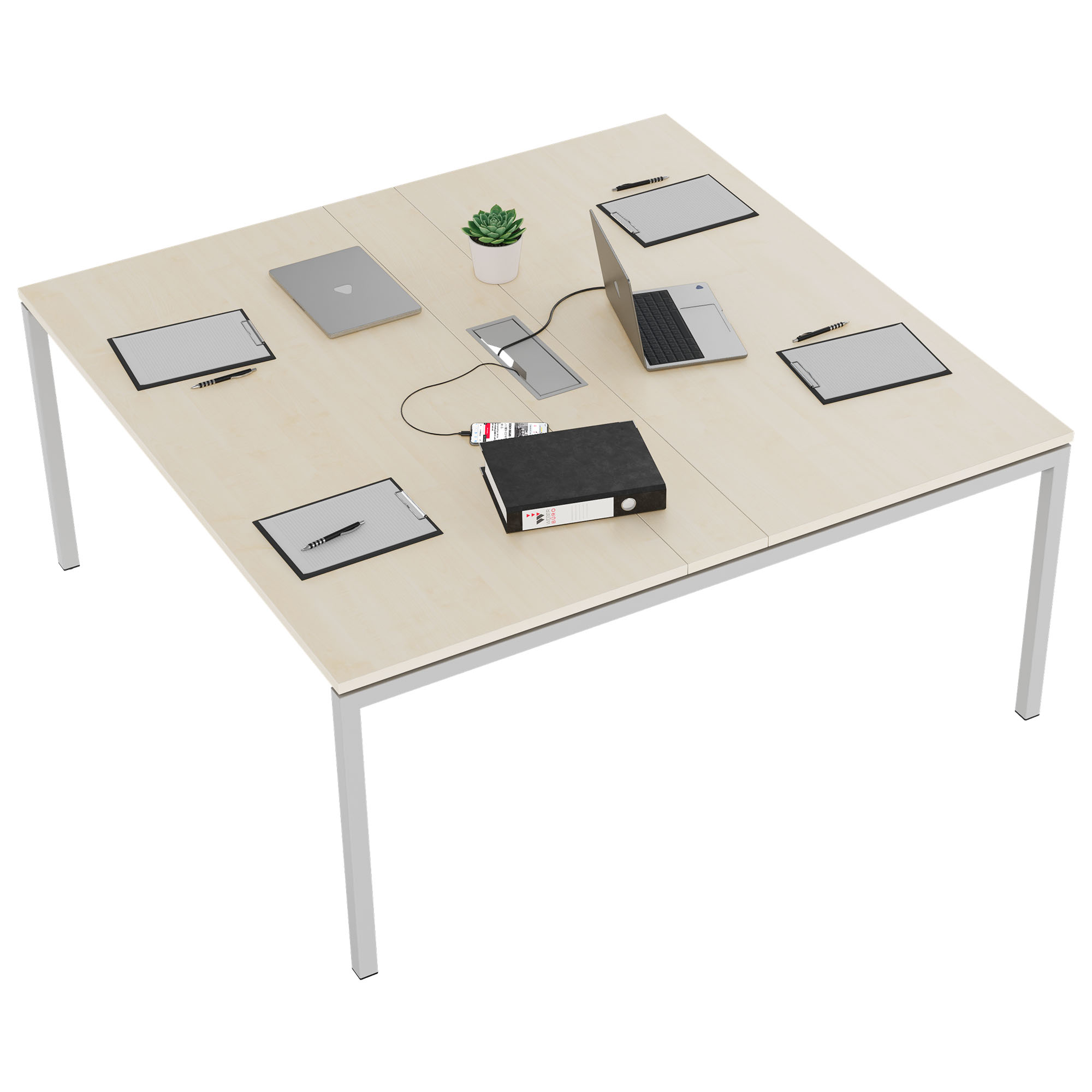 NOVA Conference table | 1600 x 1640 mm (6 - 8 people), electrified, maple - 4 Main Image