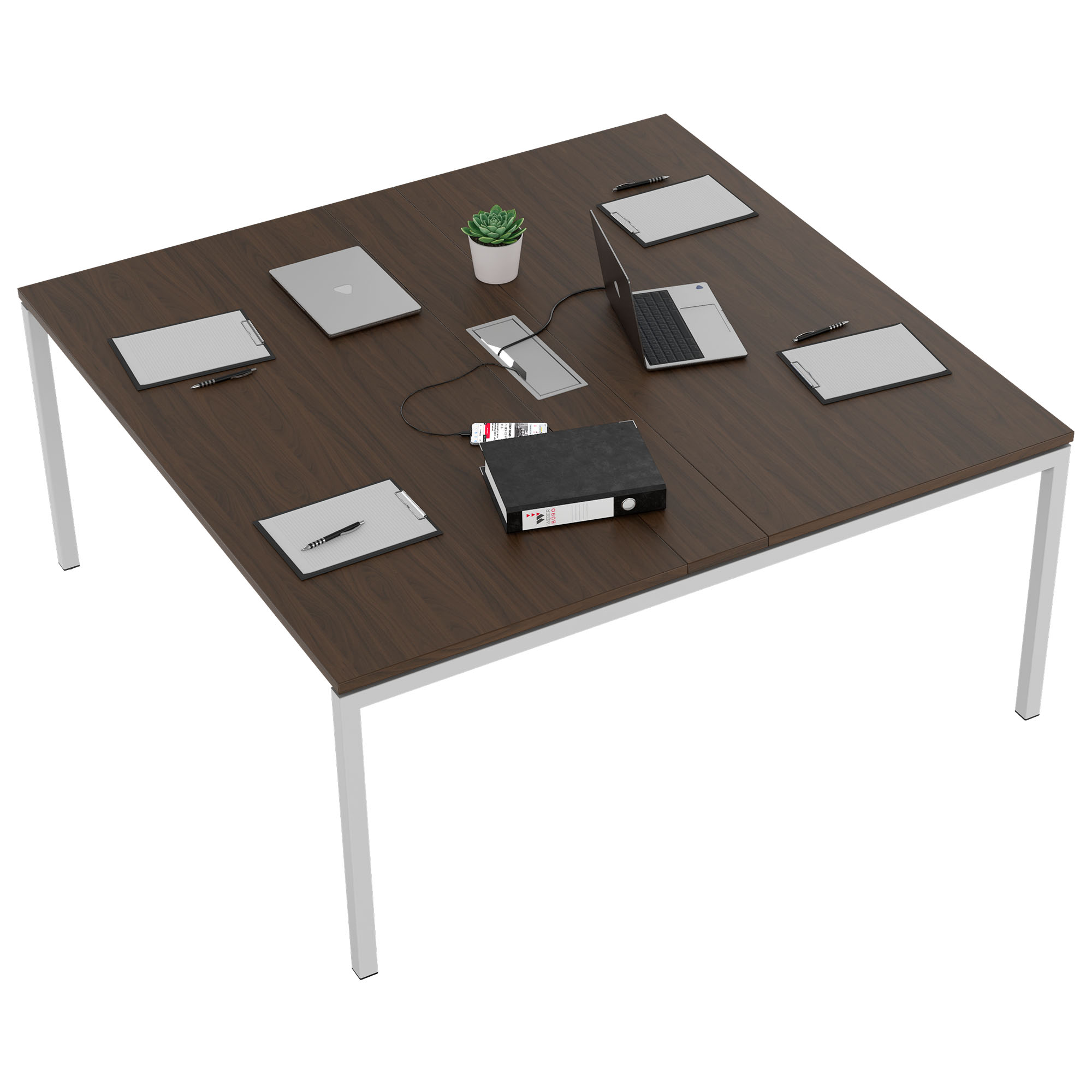 NOVA Konferenztisch | 1600 x 1640 mm (6 - 8 Personen), elektrifiziert, Nussbaum - 4 Main Image