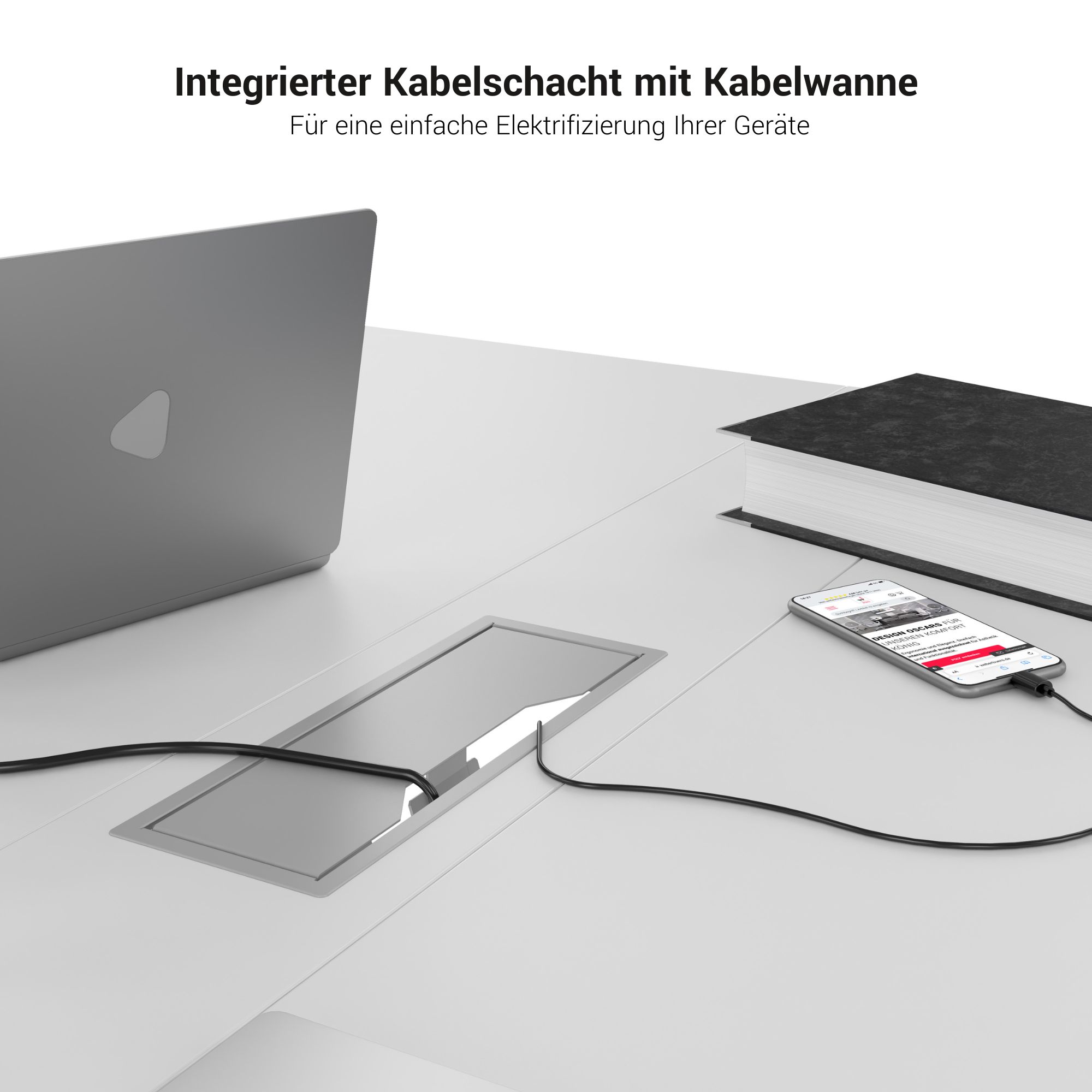 NOVA Konferenztisch | 1600 x 1640 mm (6 - 8 Personen), elektrifiziert, Nussbaum - 7 Main Image