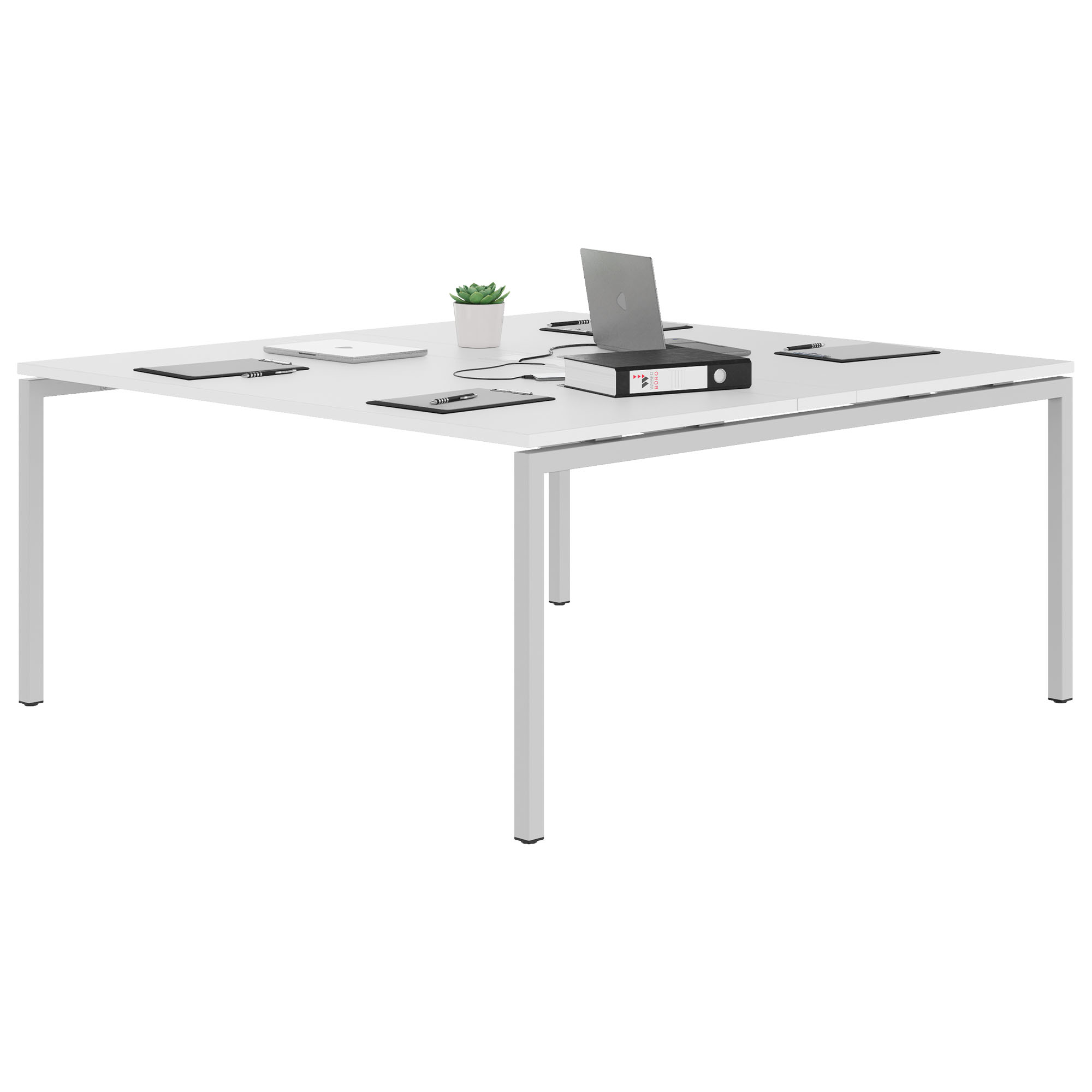 NOVA Konferenztisch | 1600 x 1640 mm (6 - 8 Personen), elektrifiziert, Weiß - 3 Main Image