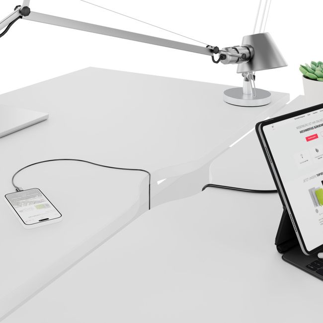 NOVA U Team-Schreibtisch | 3200 x 1640 mm, Weiß