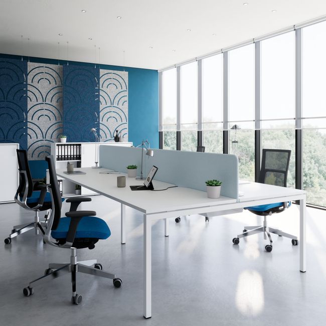 NOVA U Team-Schreibtisch | 3200 x 1640 mm, Weiß