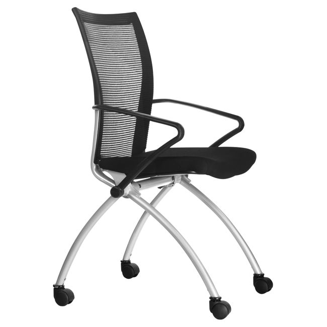 VIENA Besucherstuhl | Rollbar, Schwarz / Silber