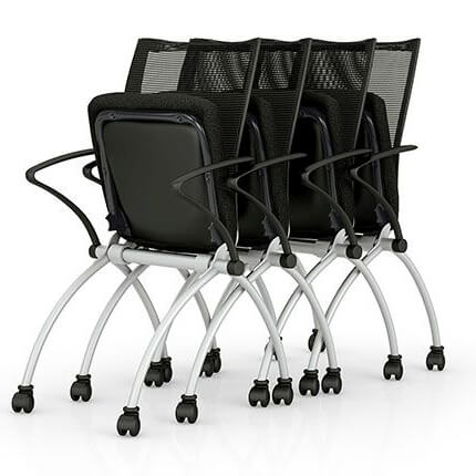 VIENA Besucherstuhl | Rollbar, Schwarz / Silber