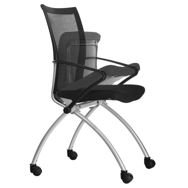 VIENA Besucherstuhl | Rollbar, Schwarz / Silber