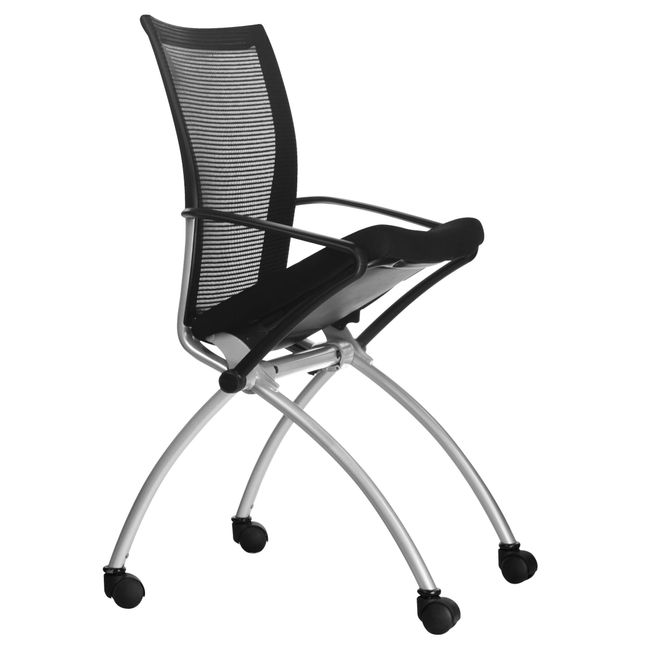 VIENA Besucherstuhl | Rollbar, Schwarz / Silber