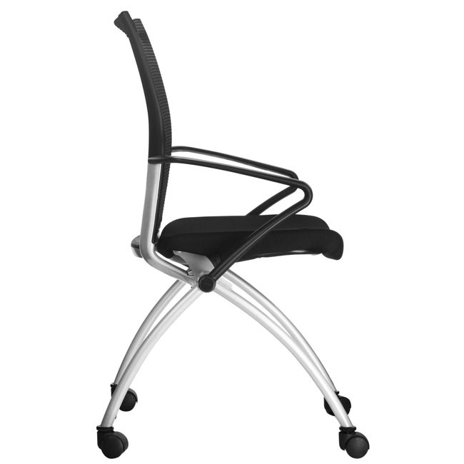 VIENA Besucherstuhl | Rollbar, Schwarz / Silber