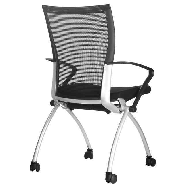 VIENA Besucherstuhl | Rollbar, Schwarz / Silber