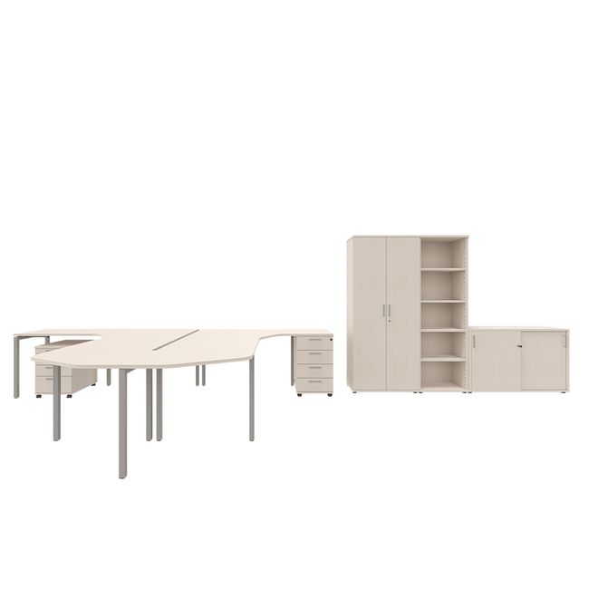 NOVA Frankfurt - Komplettbüro | Team-Schreibtisch, Ahorn