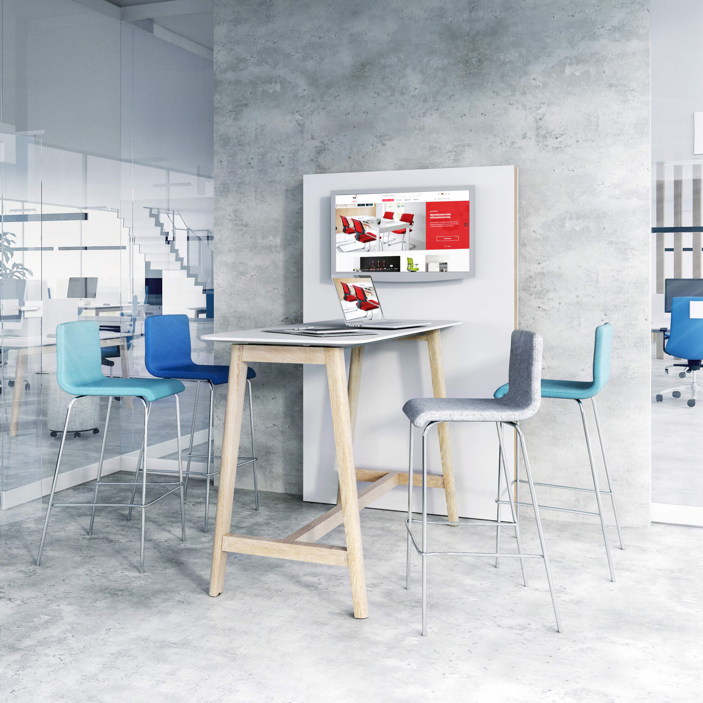 MOON bar stool | Stackable, 4-foot frame, padded seat, VELITO / SYNERGY wool covers - 3 Main Image