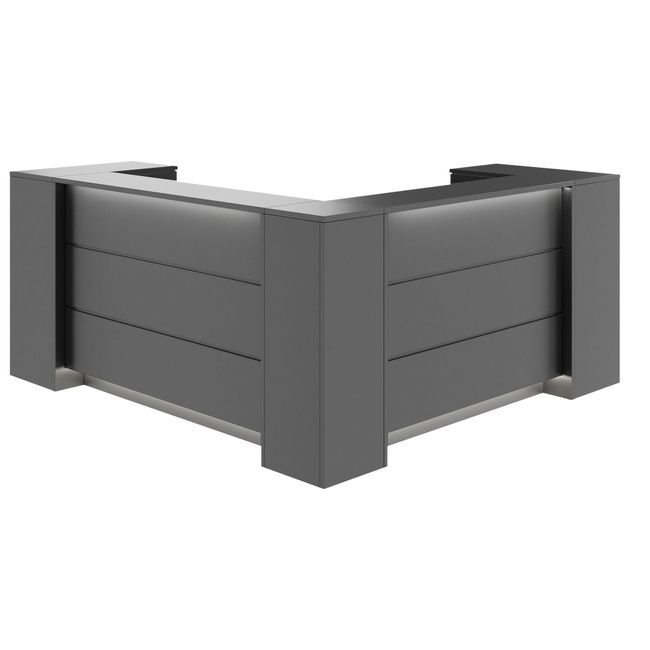 NOVUM Empfangstheke | Ecktheke, Multicolor-LED-Beleuchtung, Anthrazit