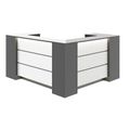 NOVUM Empfangstheke | Ecktheke, Multicolor-LED-Beleuchtung, Anthrazit