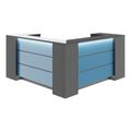 NOVUM Empfangstheke | Ecktheke, Multicolor-LED-Beleuchtung, Anthrazit