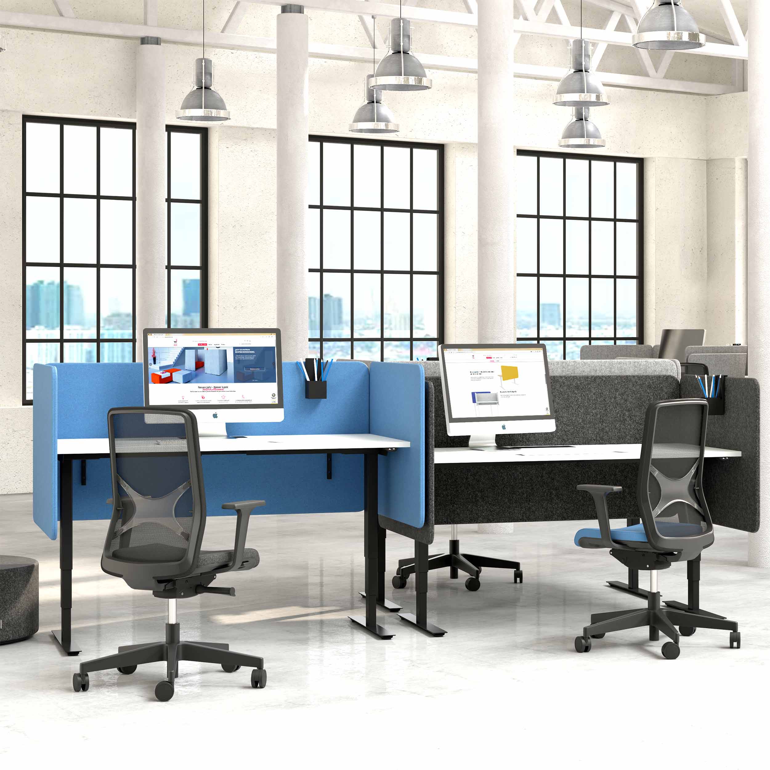 DESK acoustic table partition | 760 mm high, wool covers VELITO / SYNERGY - 3 Main Image