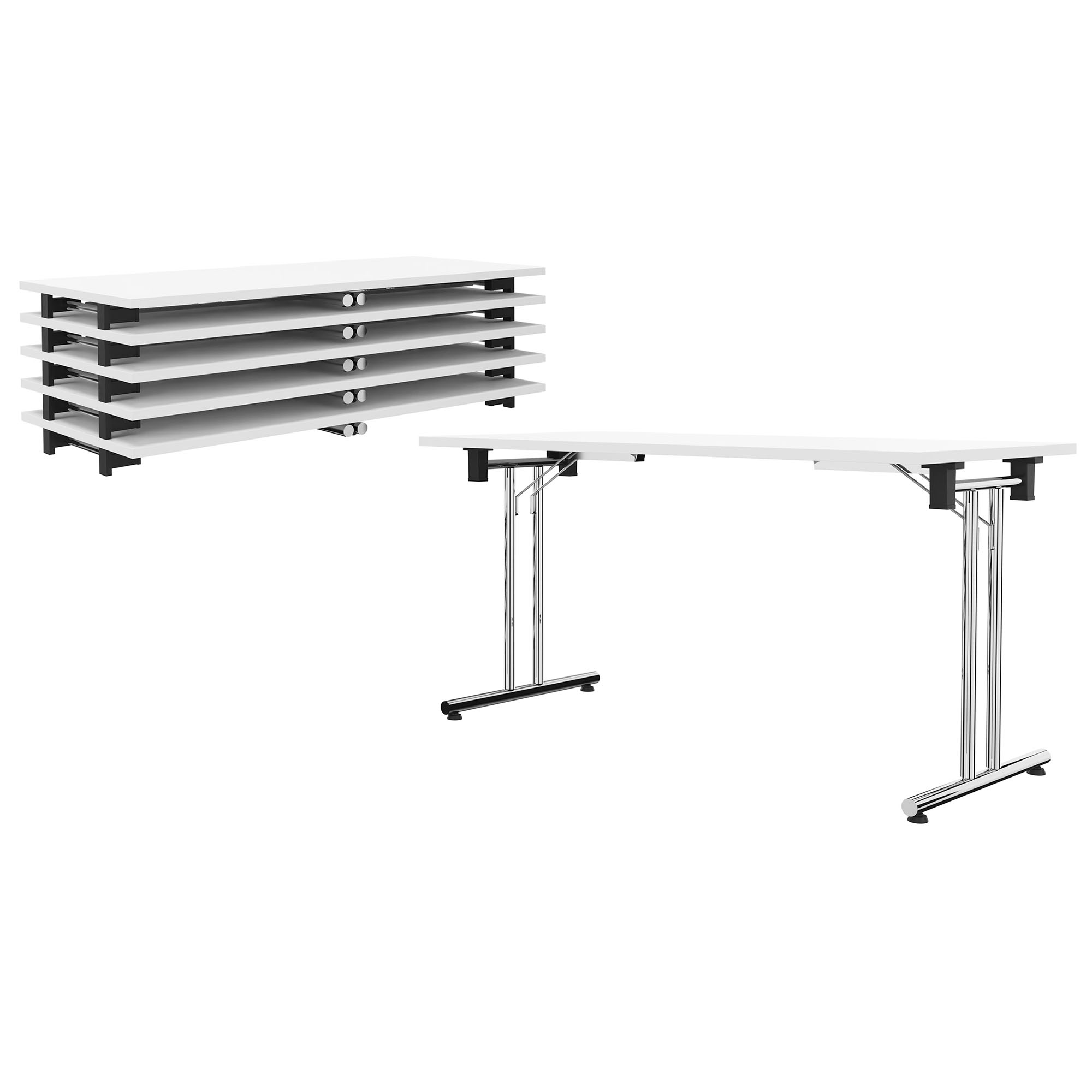 FOLD Besprechungstisch | Stapelbar, klappbar, 1400 x 700 mm, Weiss - 3 Main Image