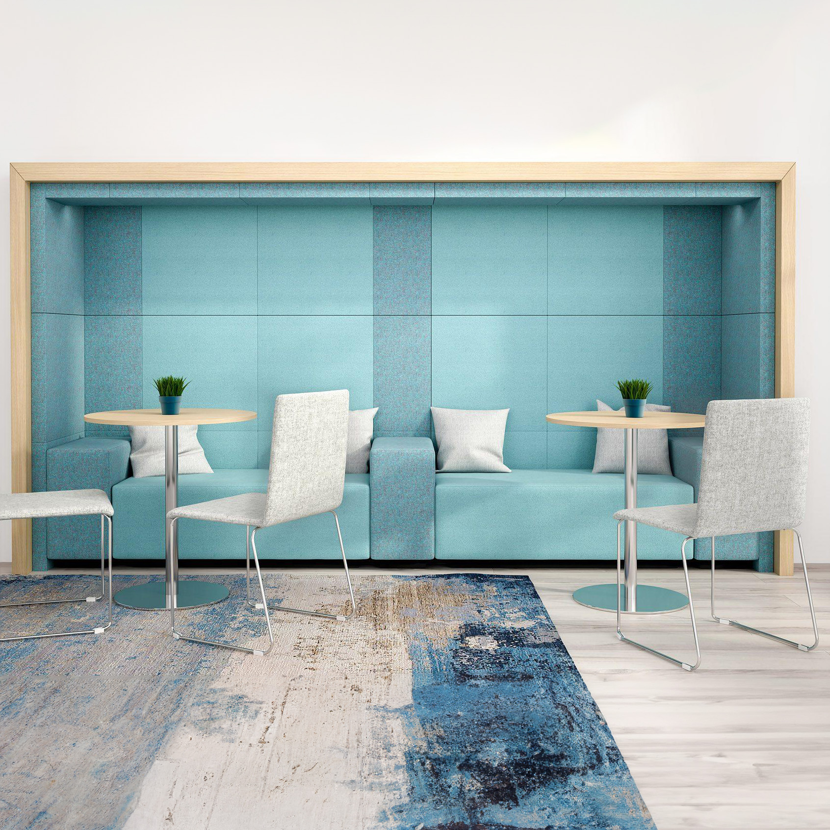 MODUS Acoustic wall panel | Wall cladding, complete system, wool cover Velito - green / gray - 8 Main Image