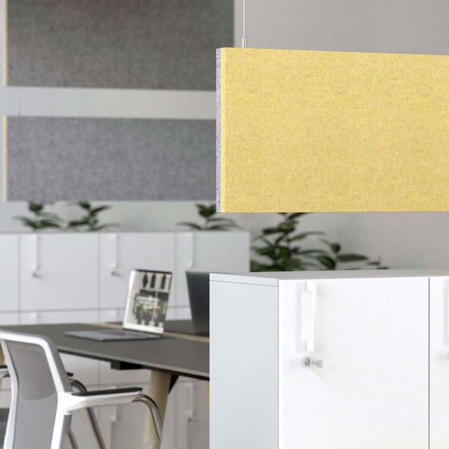 MODUS Akustik-Deckensegel | Vertikal, Komplettsystem, Wollbezug VELITO - Grün / Grau