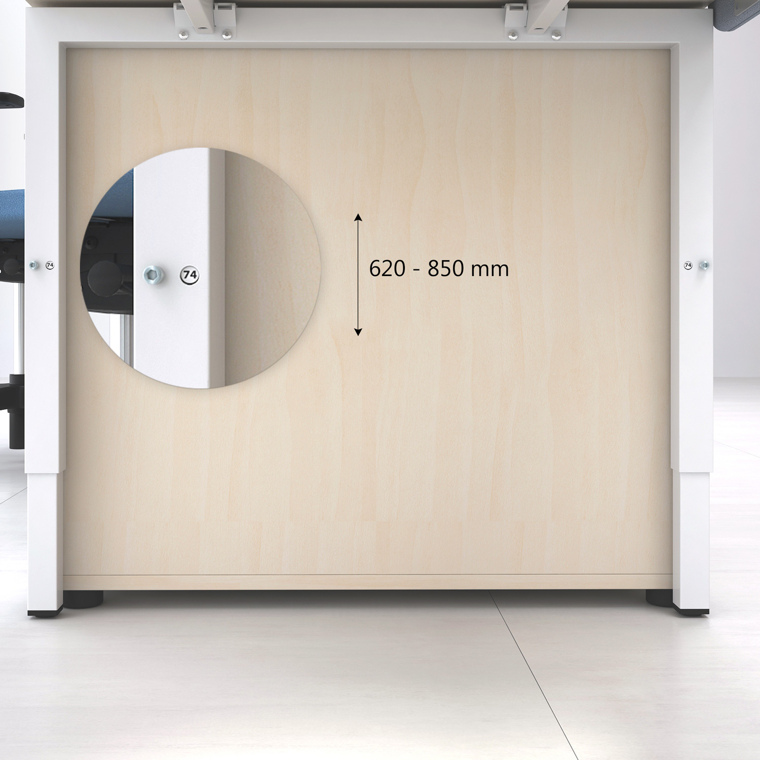 NOVA Uh desk | Manually height adjustable, 1600 x 800 mm, white - 4 Main Image