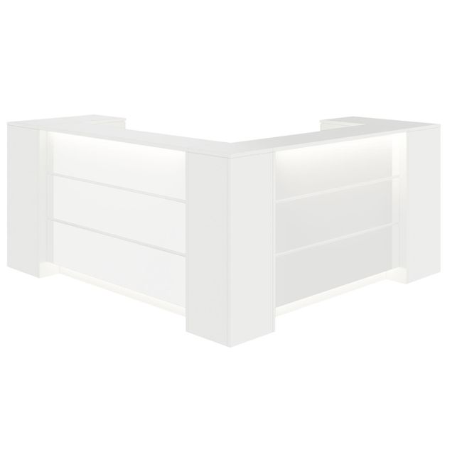 NOVUM Empfangstheke | Ecktheke, Multicolor-LED-Beleuchtung, Weiß NOVUM Empfangstheke | Ecktheke, Multicolor-LED-Beleuchtung, Weiß