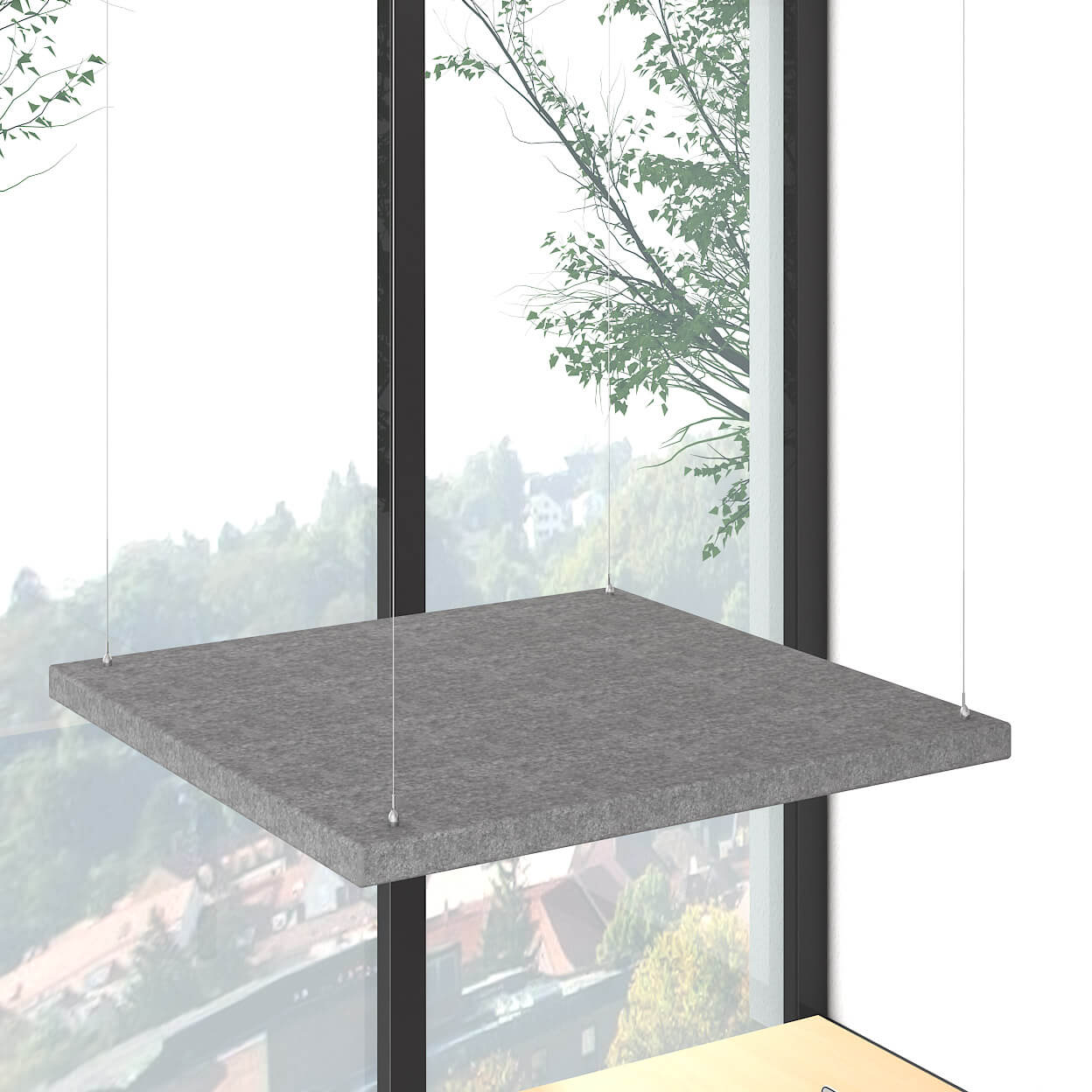 MODUS Akustik-Deckensegel | Horizontal, Komplettsystem, 800 x 800 mm, Wollbezug VELITO - 3 Main Image