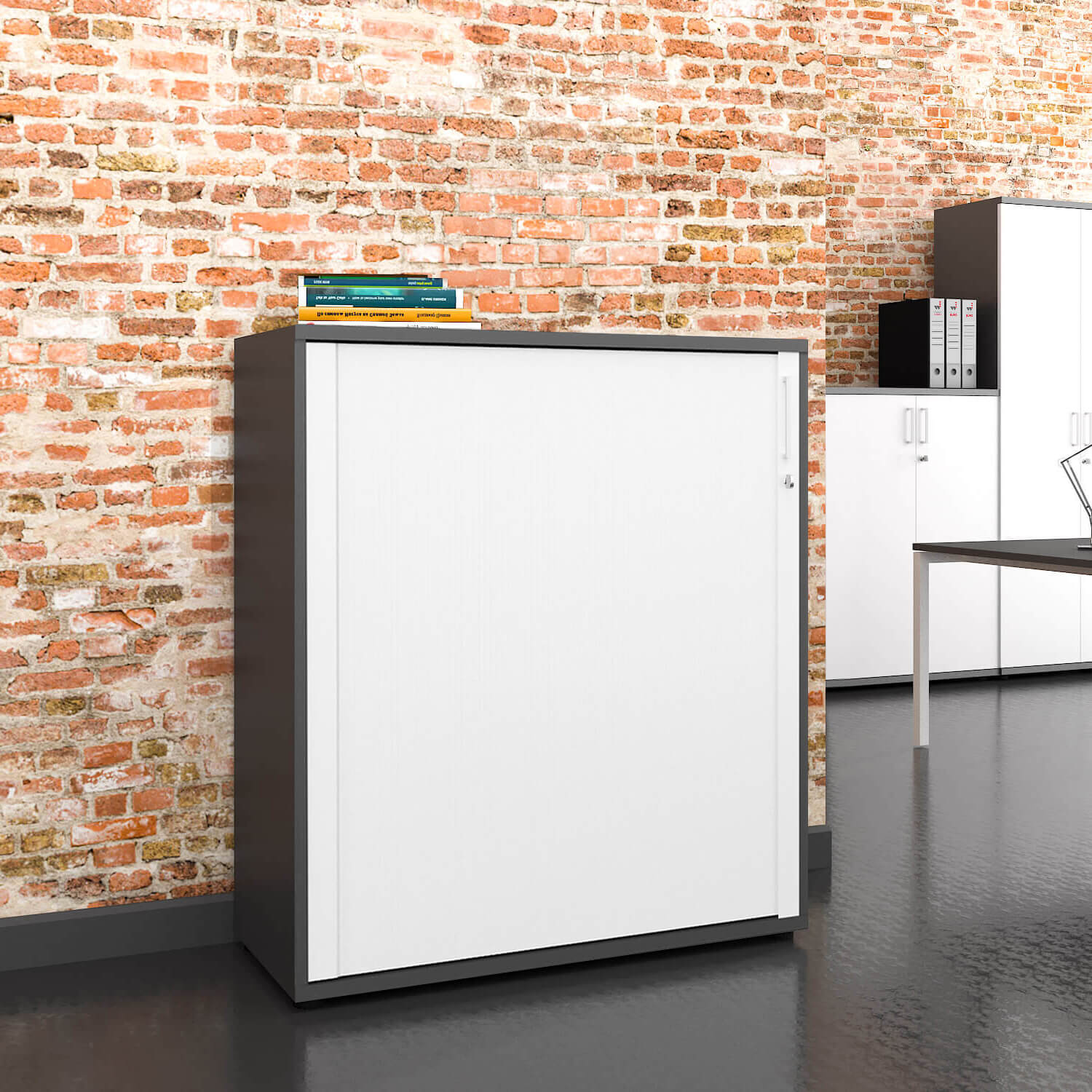UNI Cabinet des magasins de queserroll | 3 oh, 1000 x 1143 mm, anthracite / blanc - 1 Main Image