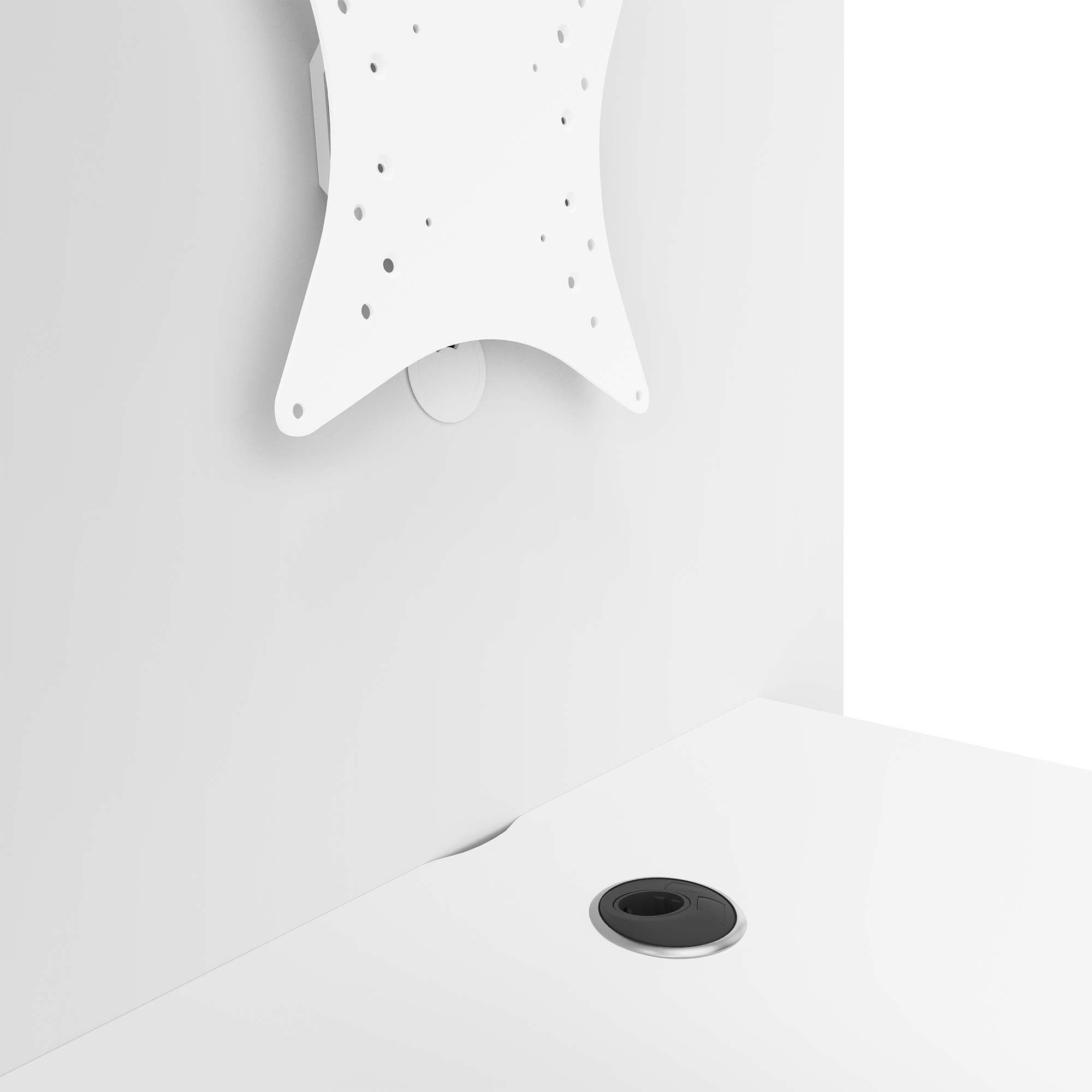 MEDIAWALL Tabella delle riunioni | Presentazione multimediale, parentesi di monitoraggio, socket integrato, 1932 x 1200 mm, bianco - 3 Main Image